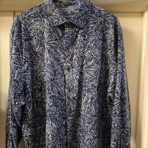 Men's Tommy Bahama Canyon Beach Flannel Blue Patterned Button-Up Shirt,  NWT